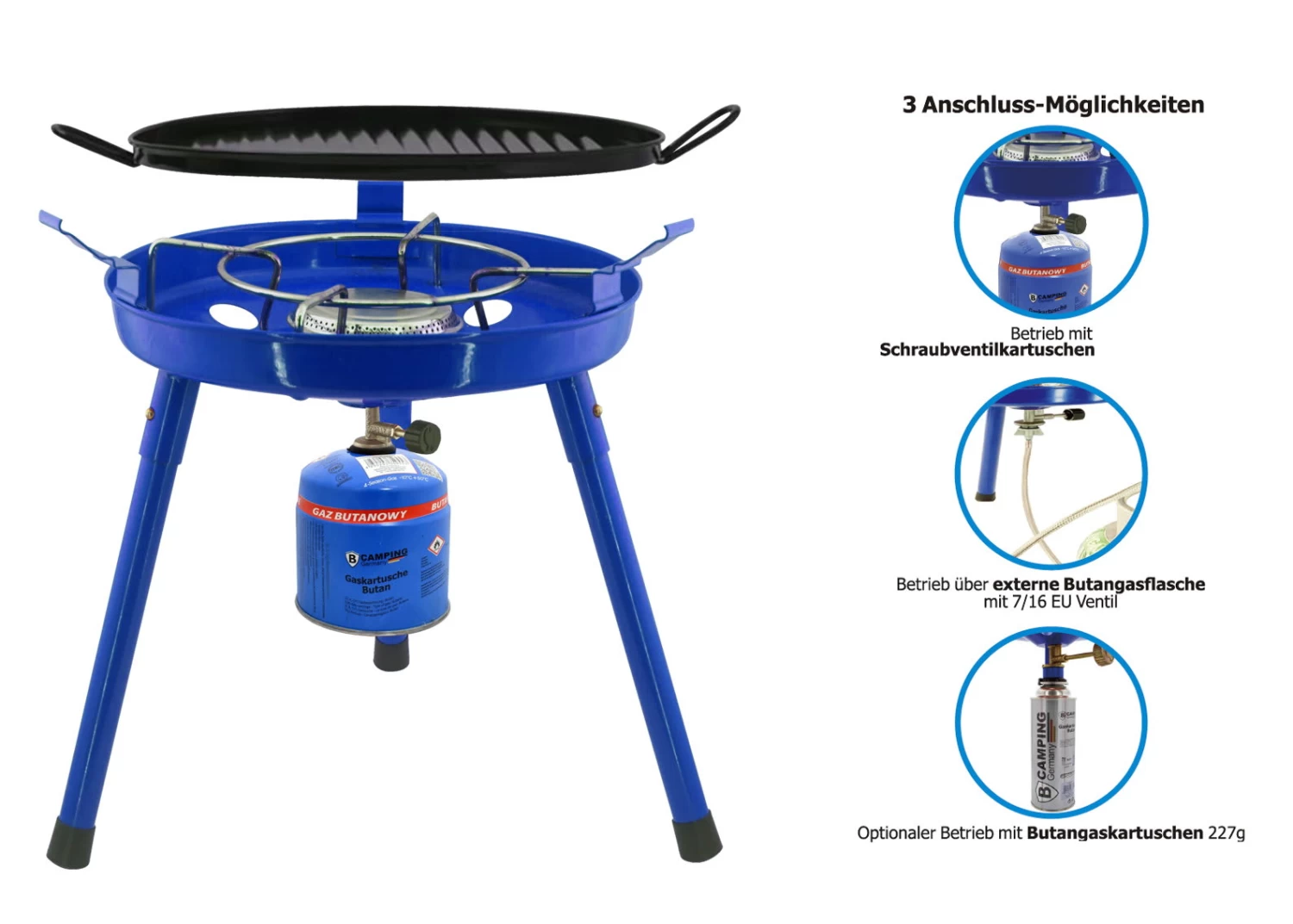 3in1 Camping Gasgrill In Blau 3 3in1 Camping Gasgrill In Blau