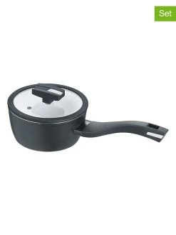 2tlg. Set: Stielkasserolle "Bain" In Schwarz/ Weiß - Ø 16 Cm