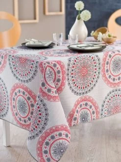 Wachstuchtischdecke "Bruelle" In Weiß/ Rosa