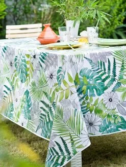 Wachstuchtischdecke "Chlorophile" In Weiß/ Grün