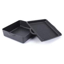 2 Tlg. Set Gusseisen Bräter Mit Deckel 6.5 L In Schwarz