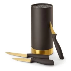 4 Tlg. Set Küchenmesser Set 4tlg In Schwarz/Gold