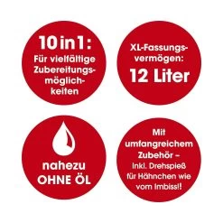 Heißluft Fritteuse Friteuse Fritöse Edelstahl XXL Air Fryer Backofen 12 Liter -Küchenbedarf Geschäft gourmetmaxx heissluft fritteuse friteuse fritose edelstahl xxl air fryer backofen 12 liter 1