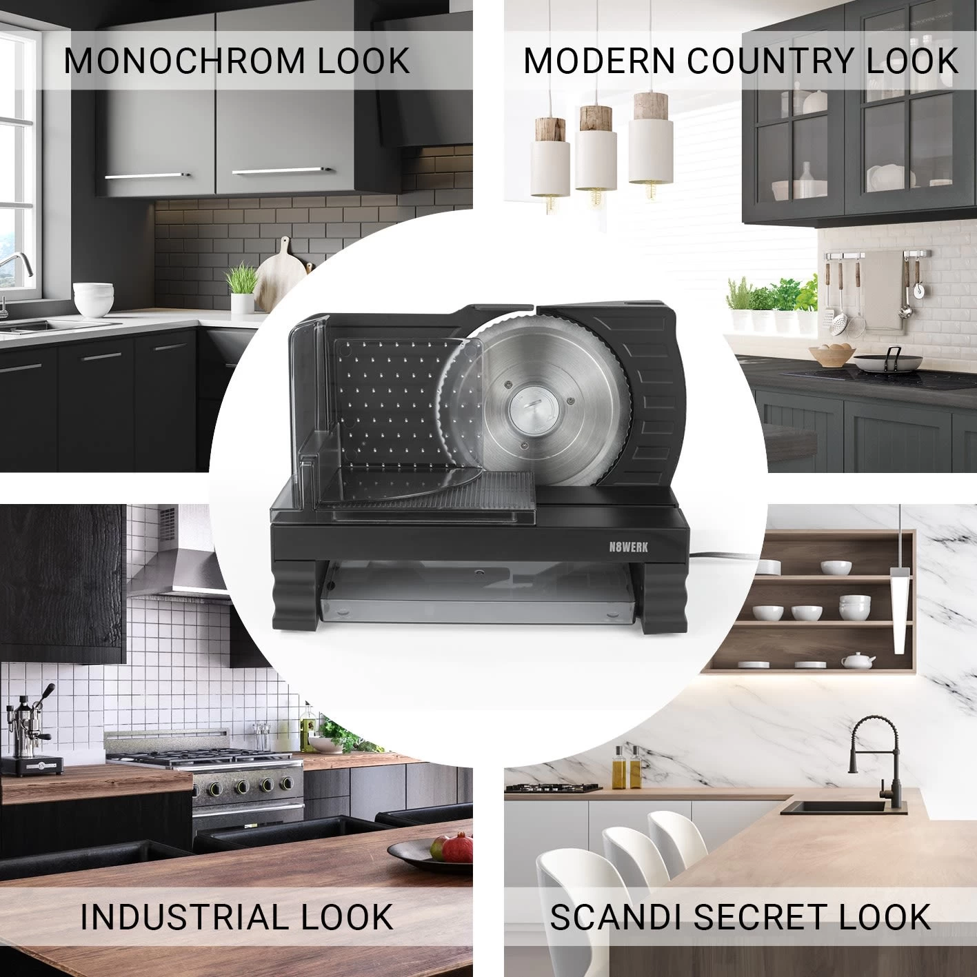 Allesschneider Brotschneidemaschine Wurstschneider Fleischschneider Schwarz 4 Allesschneider Brotschneidemaschine Wurstschneider Fleischschneider Schwarz – Bild 2