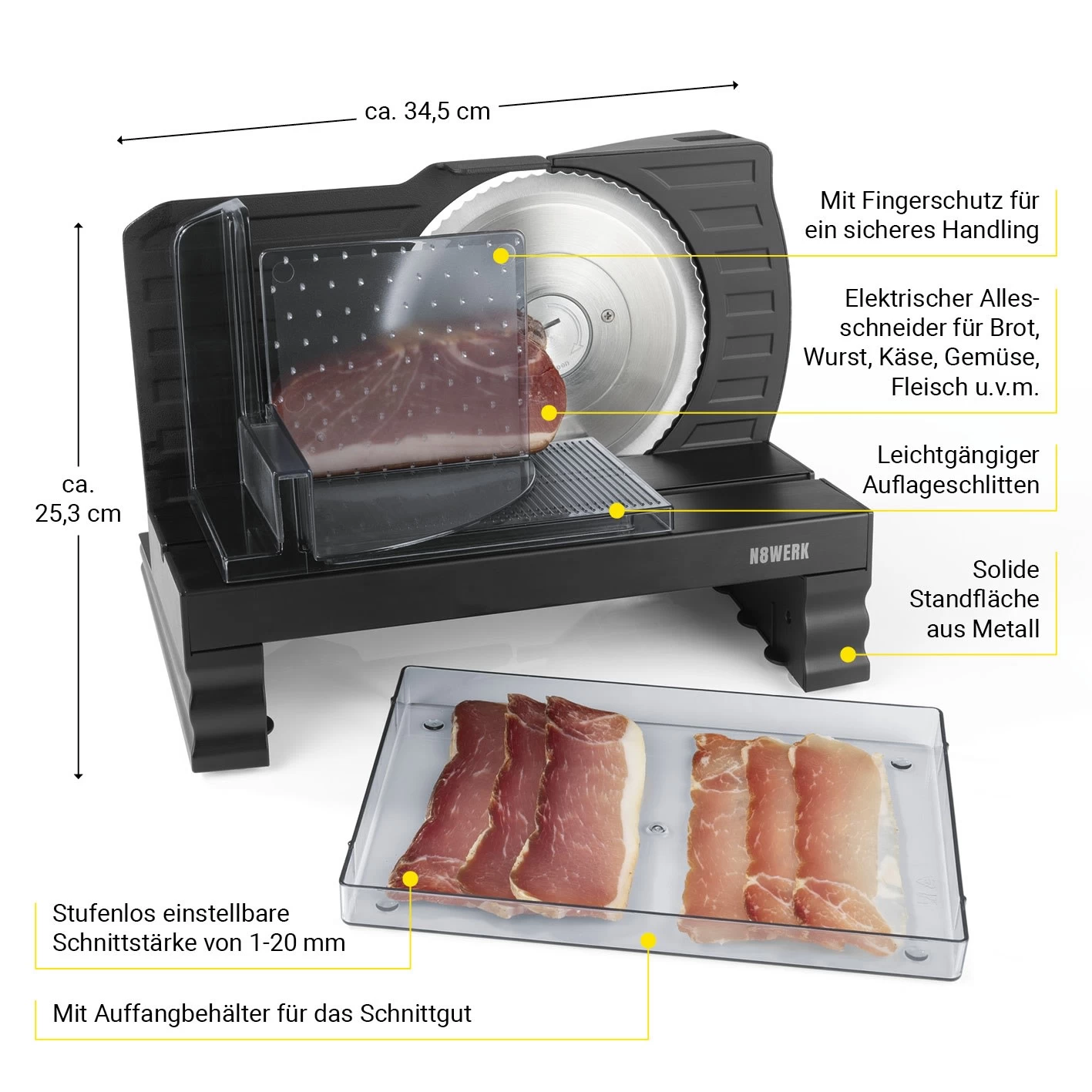 Allesschneider Brotschneidemaschine Wurstschneider Fleischschneider Schwarz 5 Allesschneider Brotschneidemaschine Wurstschneider Fleischschneider Schwarz – Bild 3