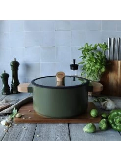 2tlg. Topf-Set "Ector" In Khaki - Ø 24 Cm -Küchenbedarf Geschäft ogo living 2tlg topf set ector in khaki o 24 cm 2