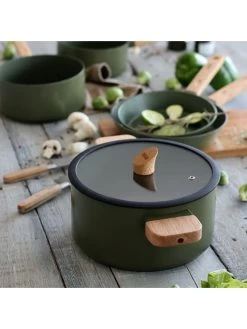 2tlg. Topf-Set "Ector" In Khaki - Ø 24 Cm -Küchenbedarf Geschäft ogo living 2tlg topf set ector in khaki o 24 cm 3