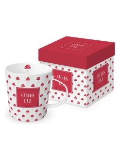 Jumbotasse "Viel Glück!" In Rot/ Weiß - 350 Ml