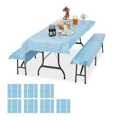 24x Bierzeltgarnitur Auflage In Weiß/ Blau