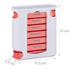 2x Pillendose In Weiß/ Rot -Küchenbedarf Geschäft relaxdays 2x pillendose in weiss rot 3