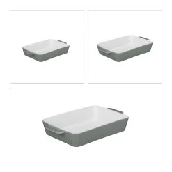 3 Tlg. Auflaufform Set In Grau/ Weiß