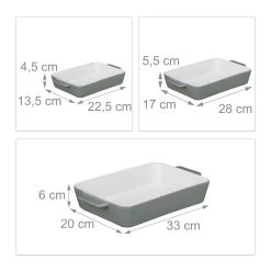 3 Tlg. Auflaufform Set In Grau/ Weiß -Küchenbedarf Geschäft relaxdays 3 tlg auflaufform set in grau weiss 3