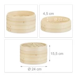 Bambusdämpfer In Natur - Ø 24 Cm -Küchenbedarf Geschäft relaxdays bambusdampfer in natur o 24 cm 3