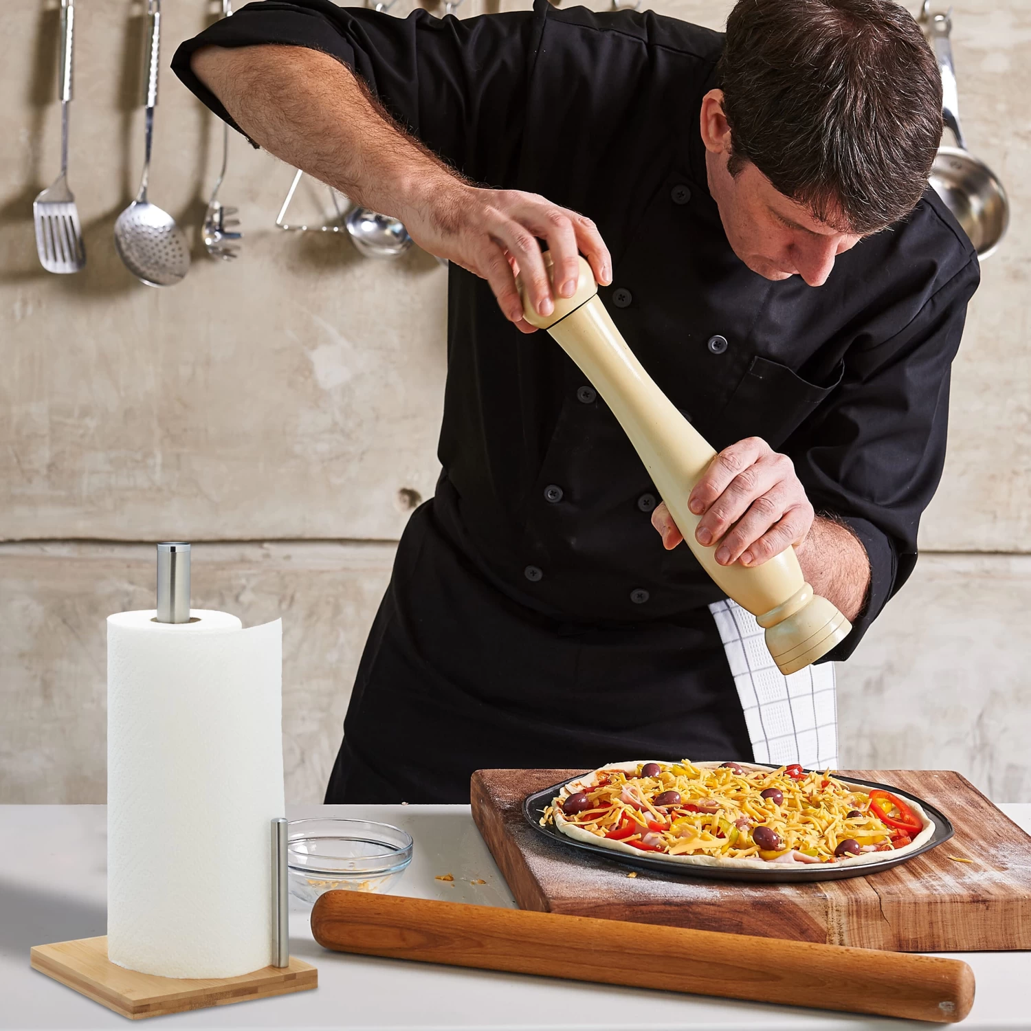 Küchenrollenhalter In Natur/ Silber - (B)16 X (H)33 X (T)16 Cm 5 Küchenrollenhalter In Natur/ Silber - (B)16 X (H)33 X (T)16 Cm – Bild 3