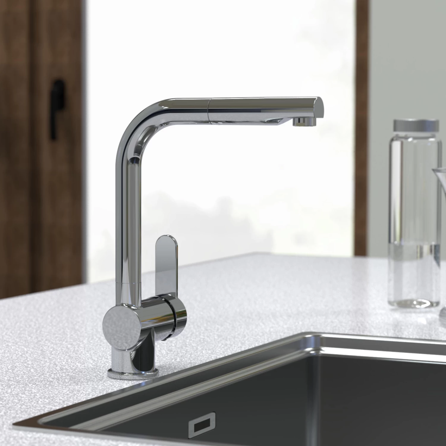 Küchenarmatur LONDON In Chrom Mit Brause - (L) 25 X (B) 6 X (H) 30 Cm 5 Küchenarmatur LONDON In Chrom Mit Brause - (L) 25 X (B) 6 X (H) 30 Cm – Bild 3