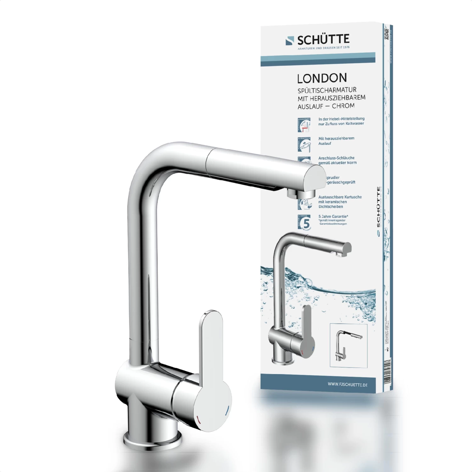 Küchenarmatur LONDON In Chrom Mit Brause - (L) 25 X (B) 6 X (H) 30 Cm 3 Küchenarmatur LONDON In Chrom Mit Brause - (L) 25 X (B) 6 X (H) 30 Cm