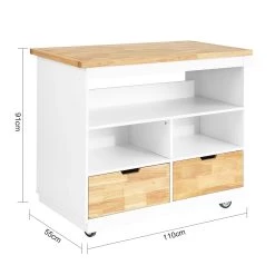 Küchenwagen In Weiß Und Natur - (B)110 X (H)91 X (T)55cm -Küchenbedarf Geschäft sobuy kuchenwagen in weiss und natur b 110 x h 91 x t 55cm 3