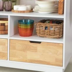 Küchenwagen In Weiß Und Natur - (B)110 X (H)91 X (T)55cm -Küchenbedarf Geschäft sobuy kuchenwagen in weiss und natur b 110 x h 91 x t 55cm 5