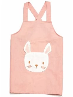 Leinen-Kinderschürze "Hase" In Rosa - (L)56 X (B)48 Cm