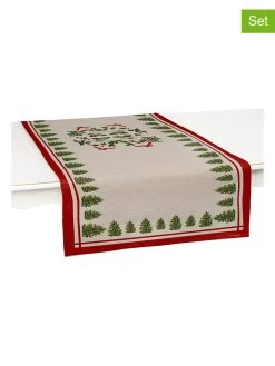 2er-Set: Tischläufer "Christmas Tree" In Beige/ Rot/ Grün - (L)140 X (B)45 Cm