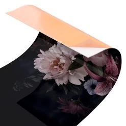 Küchenrückwand - Blumen Mit Nebel Auf Schwarz In Schwarz -Küchenbedarf Geschäft wallart kuchenruckwand blumen mit nebel auf schwarz in schwarz 4