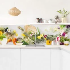 Küchenrückwand - Frische Kräuter Mit Essblüten In Bunt -Küchenbedarf Geschäft wallart kuchenruckwand frische krauter mit essbluten in bunt 3