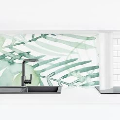 Küchenrückwand - Palmwedel In Wasserfarbe I In Grün