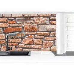 Küchenrückwand - Steinoptik Rot Türkis In Rot