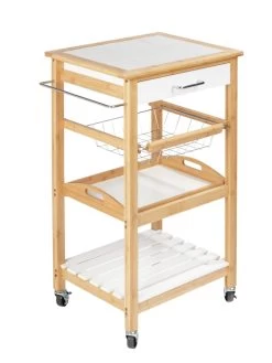 Wenko Küchenwagen Finja Aus Bambus In Weiß