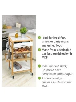 Wenko Küchenwagen Finja Aus Bambus In Weiß -Küchenbedarf Geschäft wenko kuchenwagen finja aus bambus in weiss 3